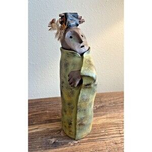 Judy Peele 11" Lazart Tribal Blanket People Artisan Sculpture Limited Edition